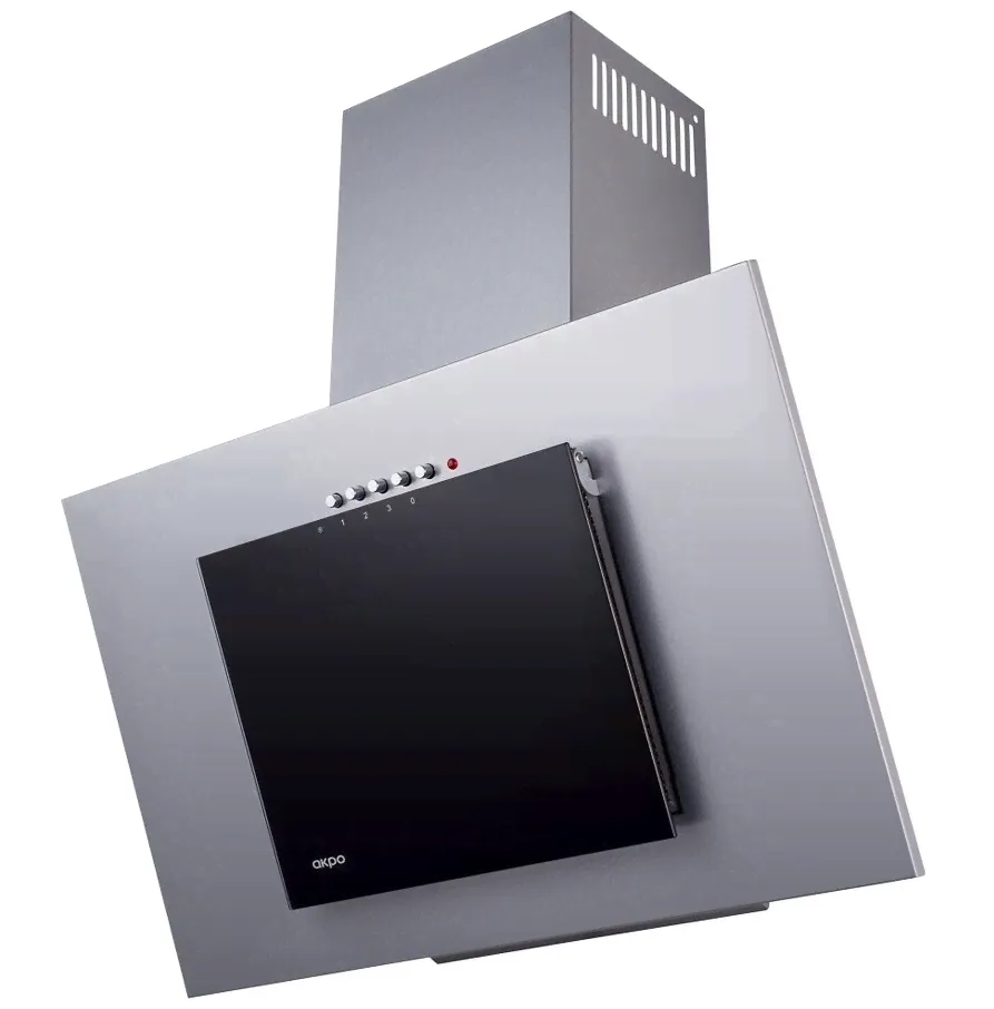 Вытяжка наклонная AKPO WK-4 Nero Eco 60 Grey/Black (740 м³/ч / 115 Вт / LED освещение 2x2 Вт / ширина - 60 см / чёрное стекло + серый металл)